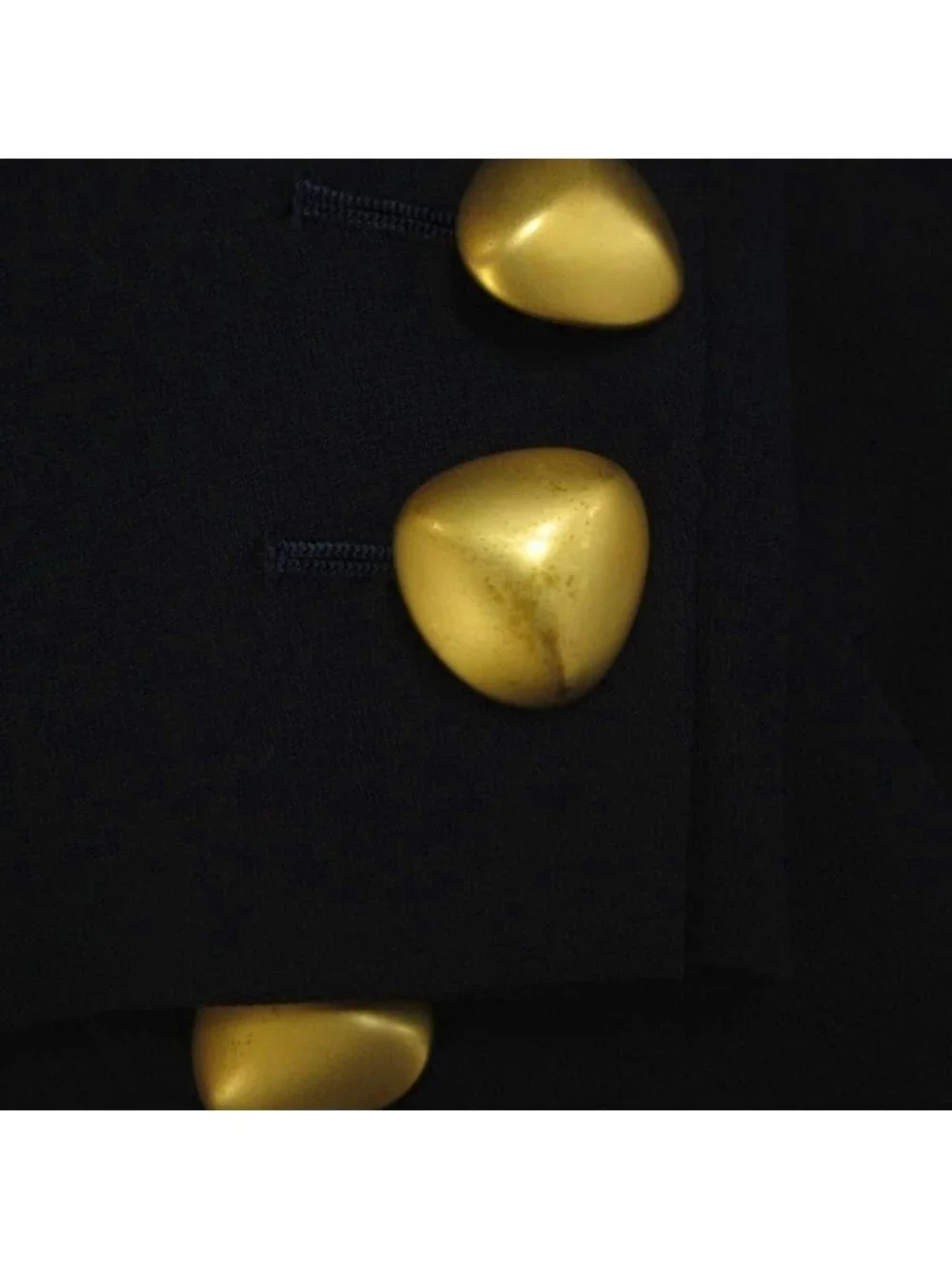 Saint Laurent Color Jacket Top Wool 34 Navy Gold Button Vintage Round Neck Long - Picture 7 of 7